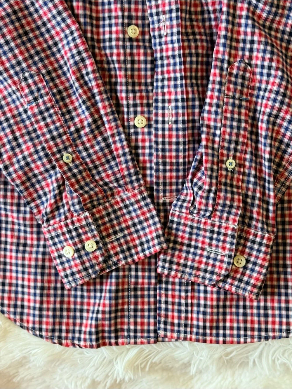 Banana Republic Button-Down Plaid Dress Shirt - Red & Blue